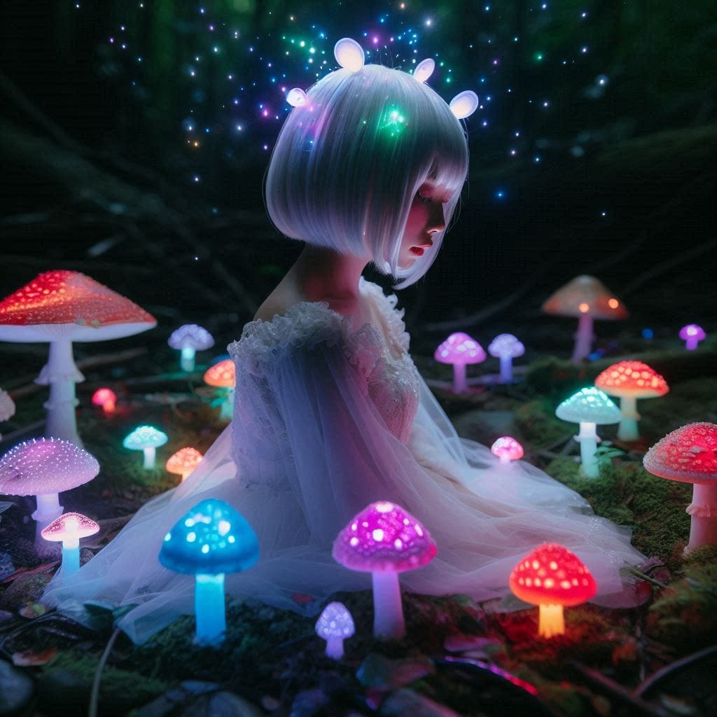 Glowing mushrooms are cute