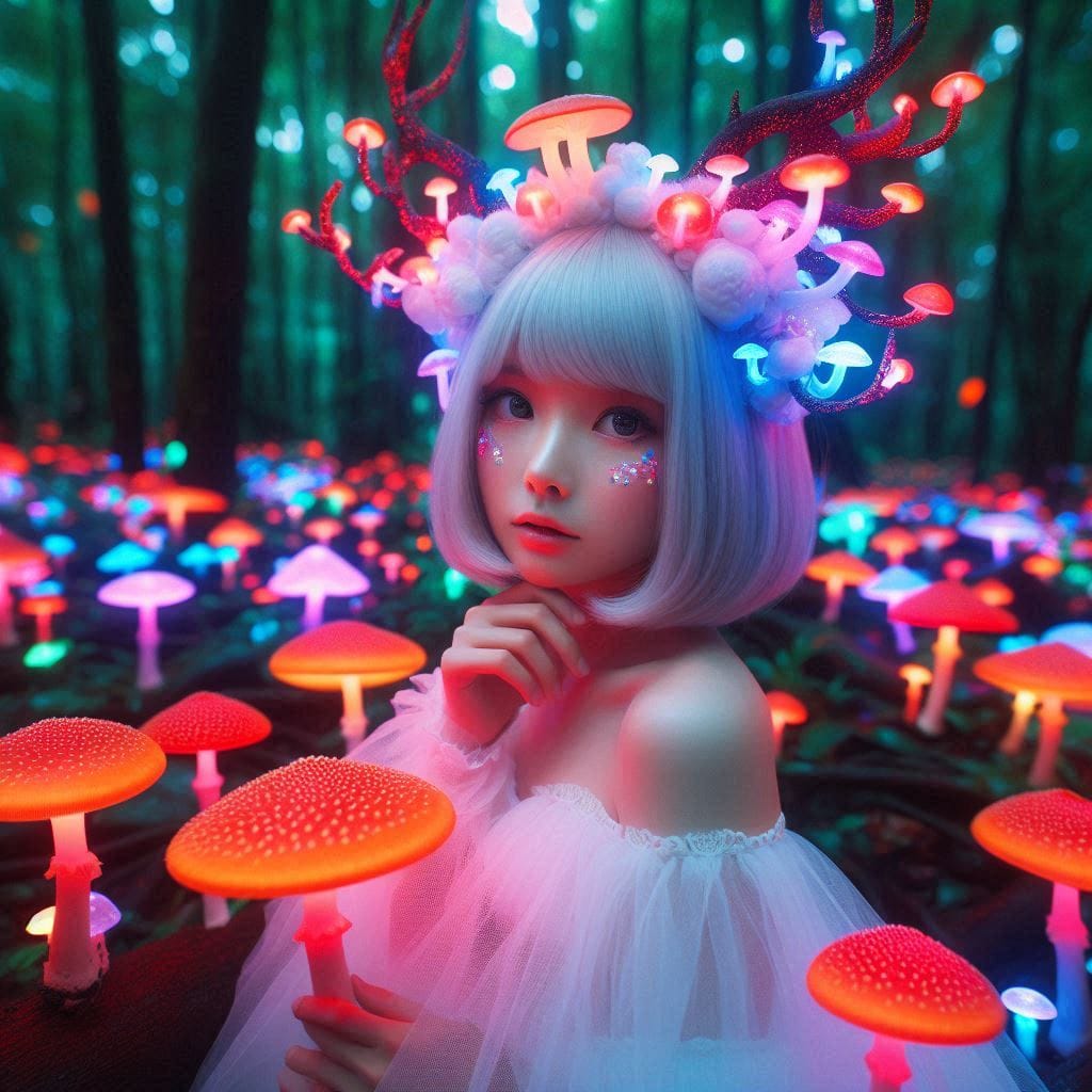 Glowing mushrooms are cute