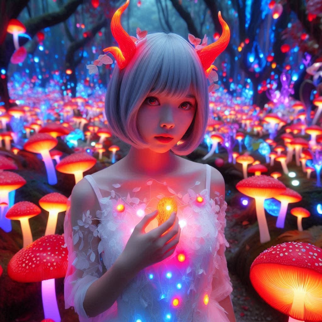 Glowing mushrooms are cute