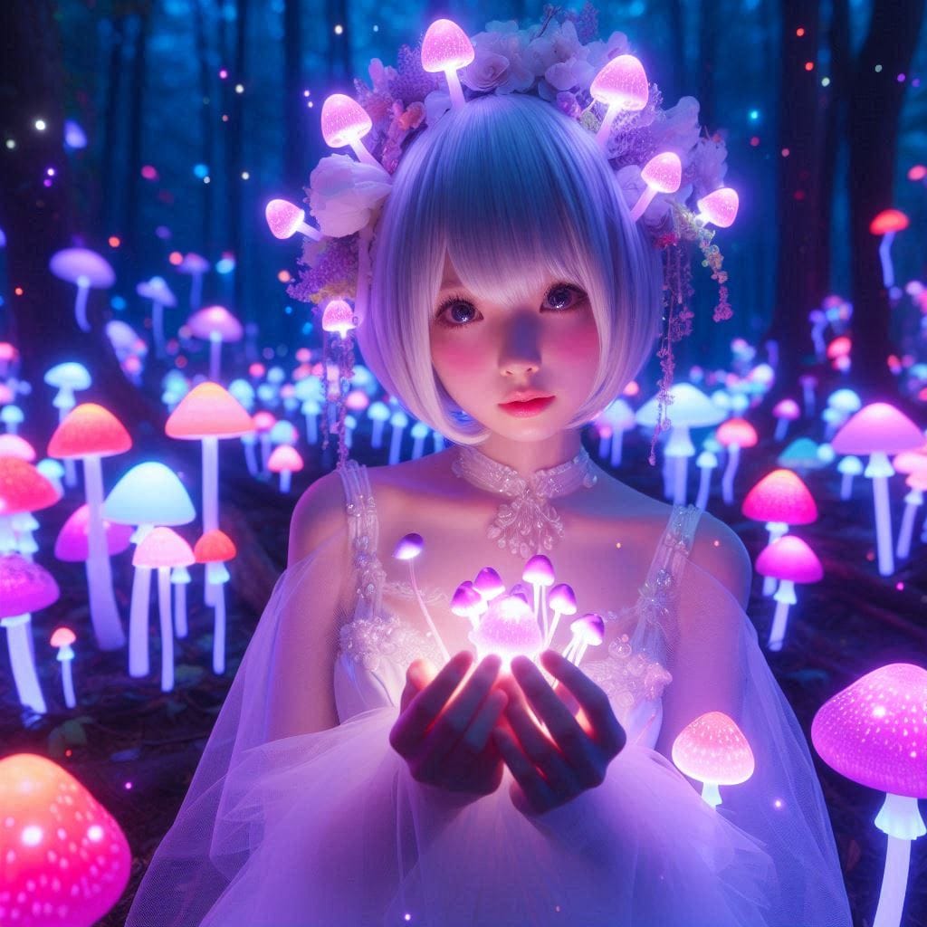 Glowing mushrooms are cute
