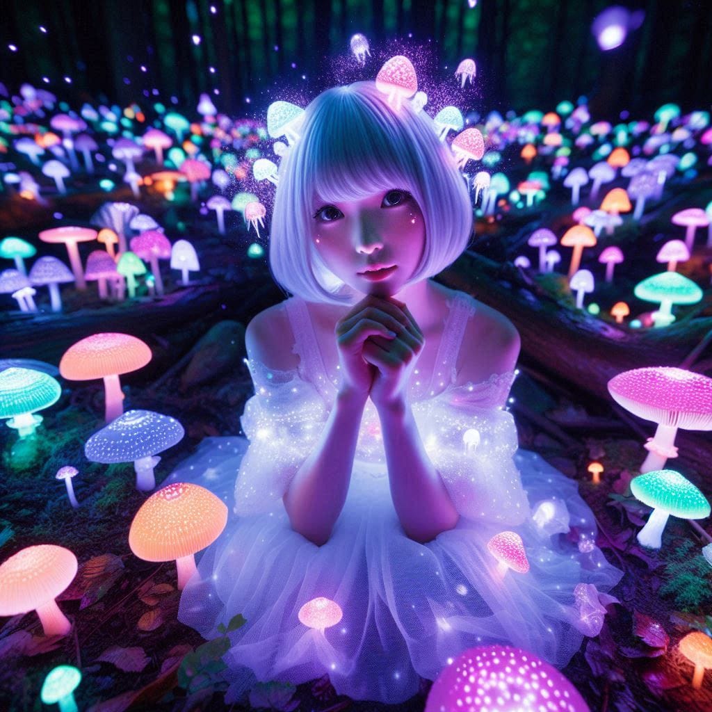 Glowing mushrooms are cute