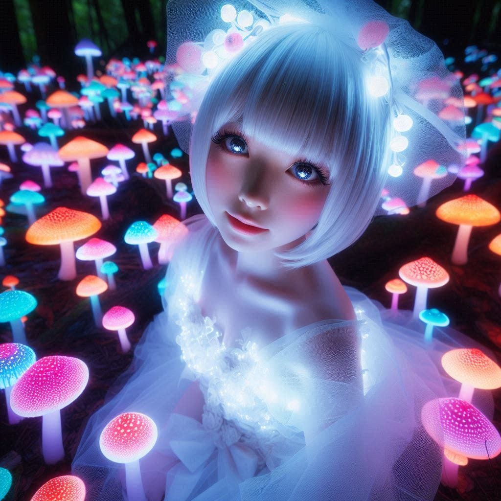 Glowing mushrooms are cute