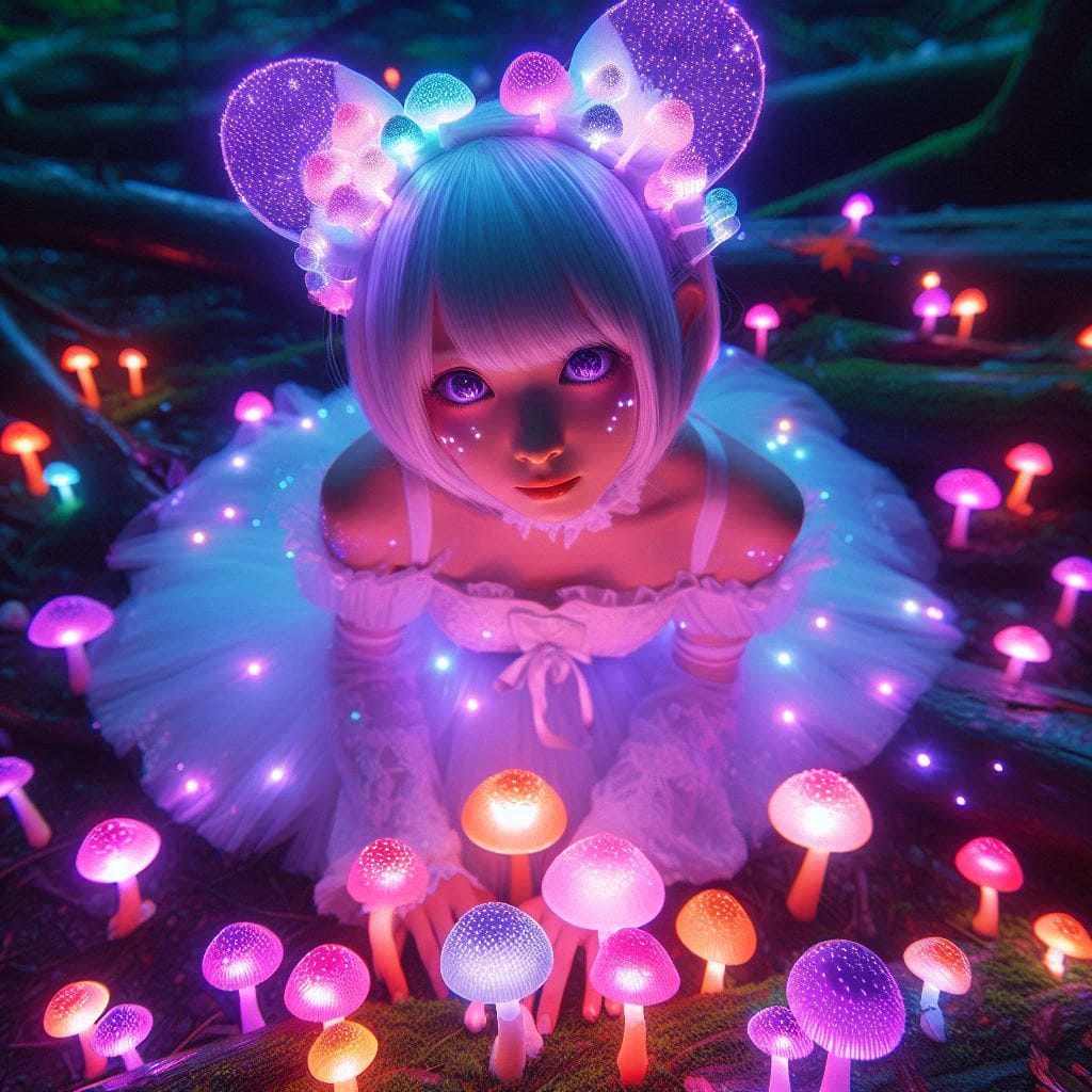 Glowing mushrooms are cute