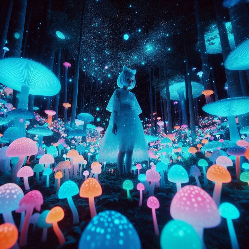 Glowing mushrooms are cute