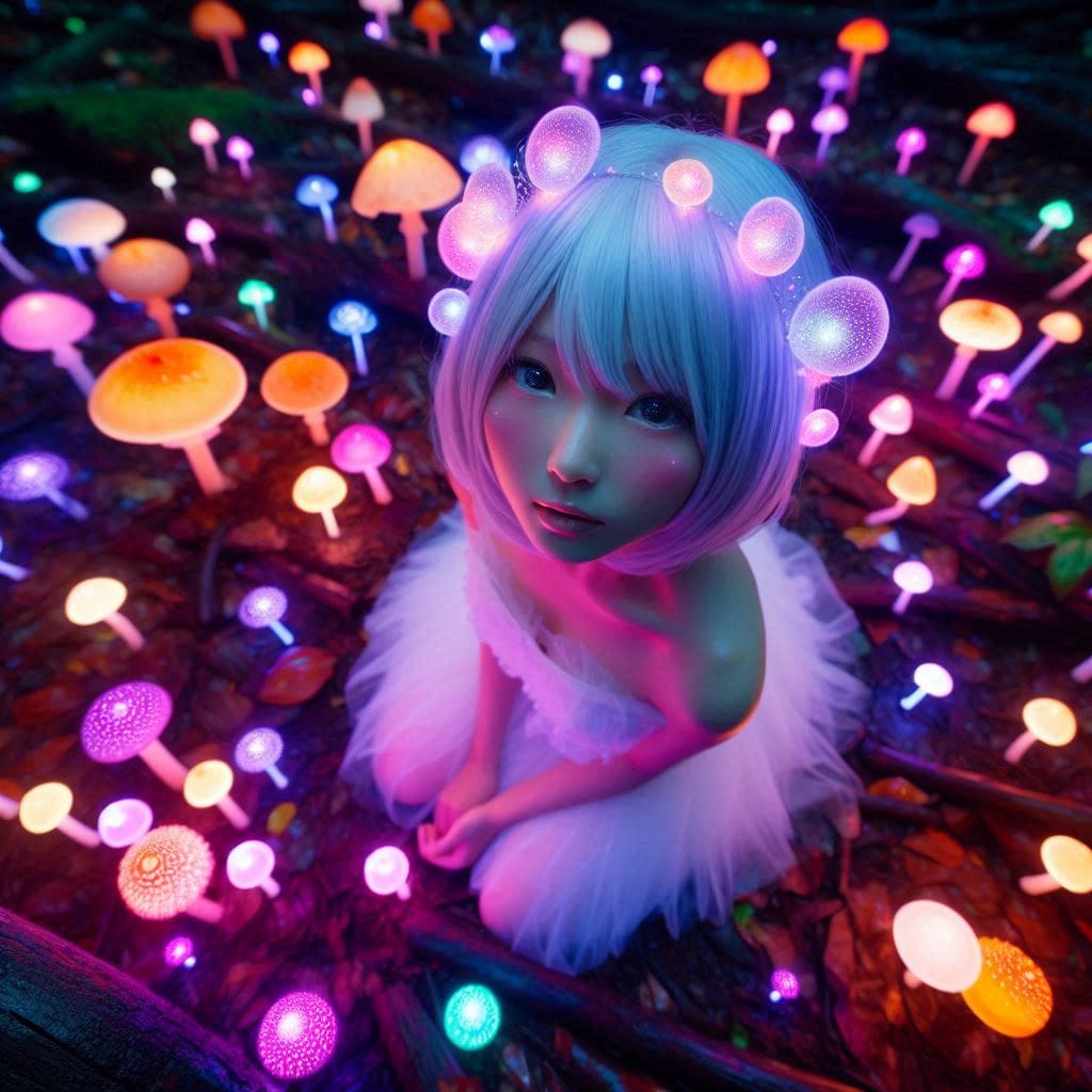 Glowing mushrooms are cute