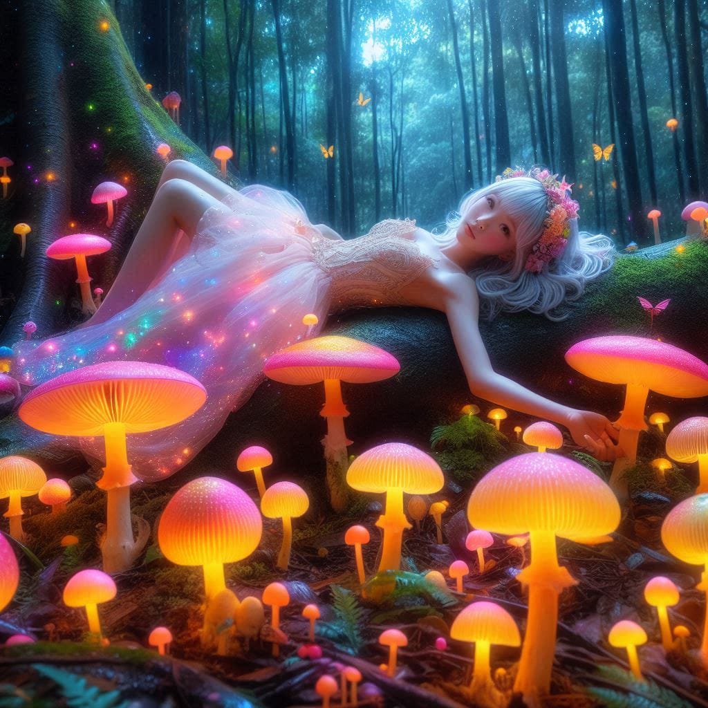 Glowing mushrooms are cute