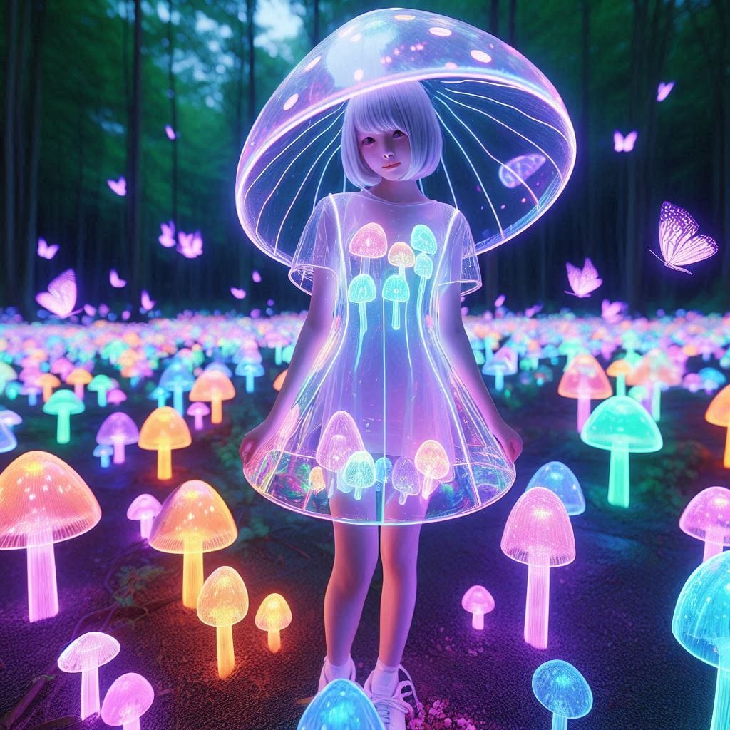 Glowing mushrooms are cute
