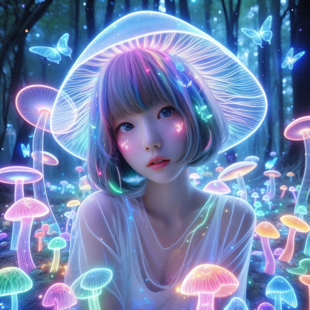 Glowing mushrooms are cute