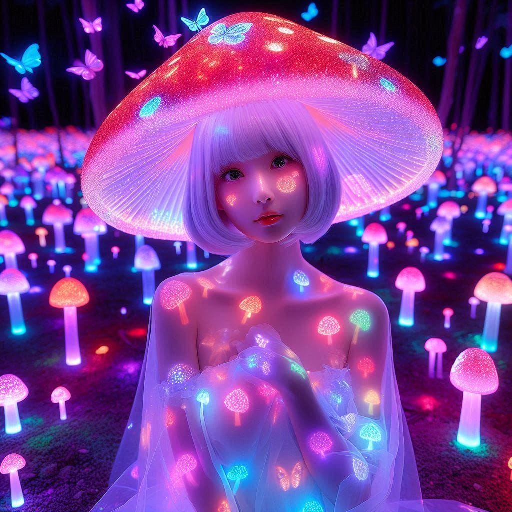 Glowing mushrooms are cute