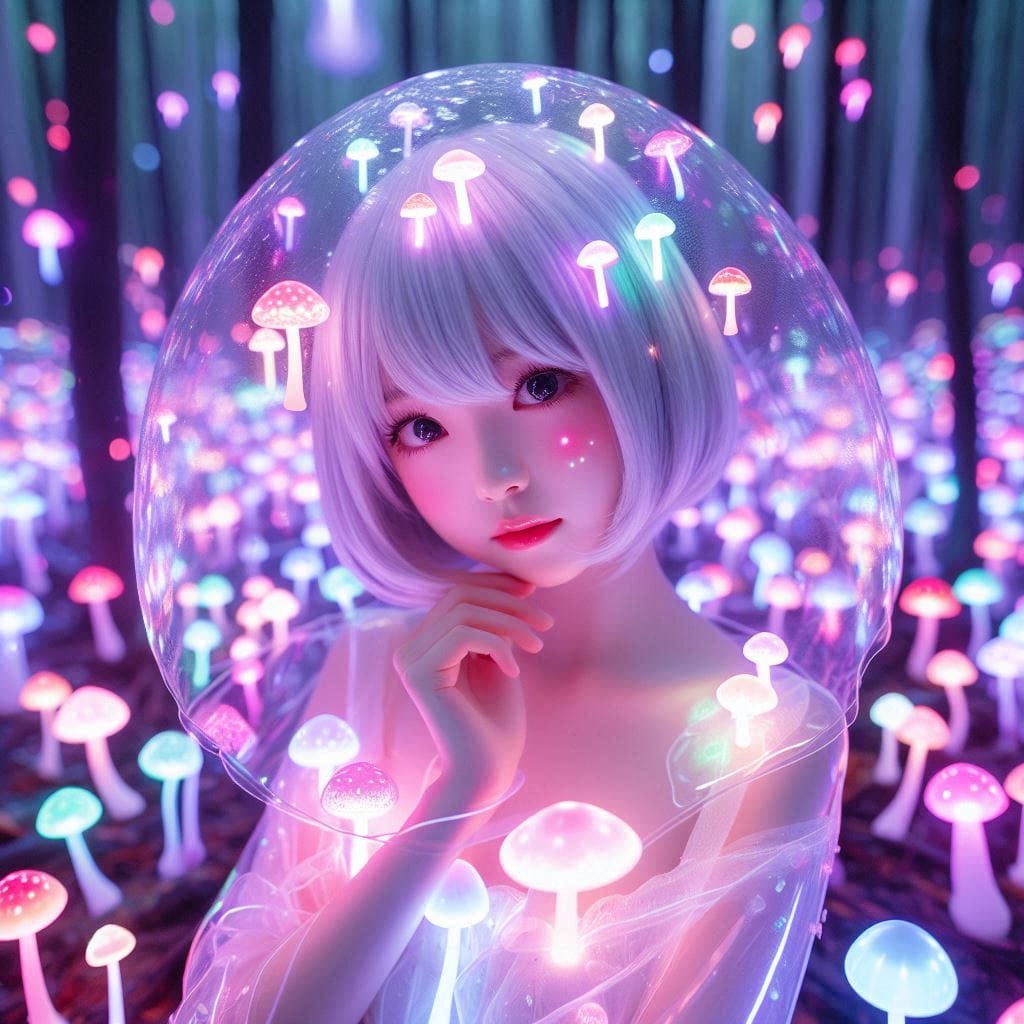 Glowing mushrooms are cute