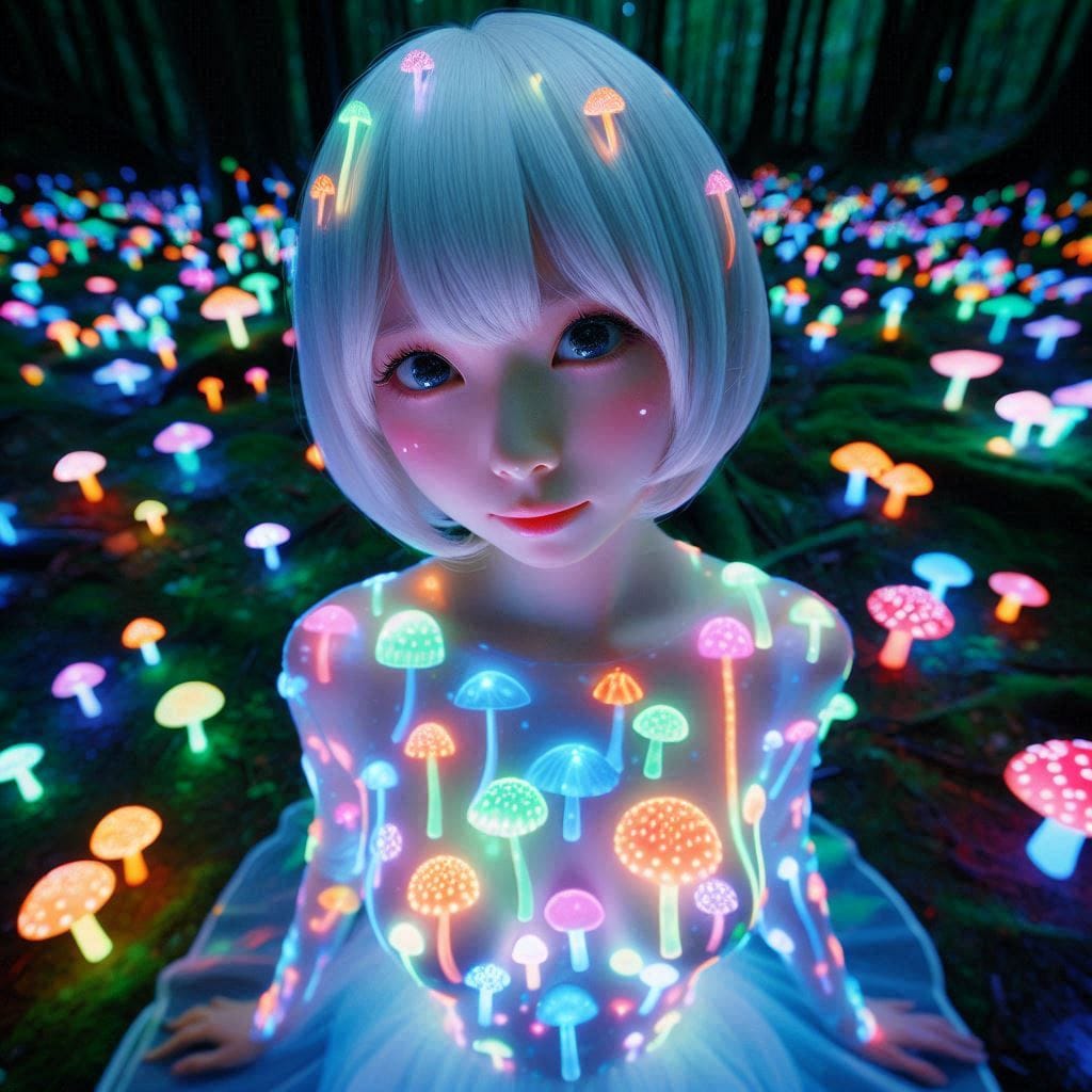 Glowing mushrooms are cute