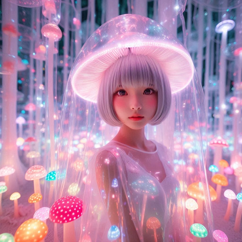 Glowing mushrooms are cute