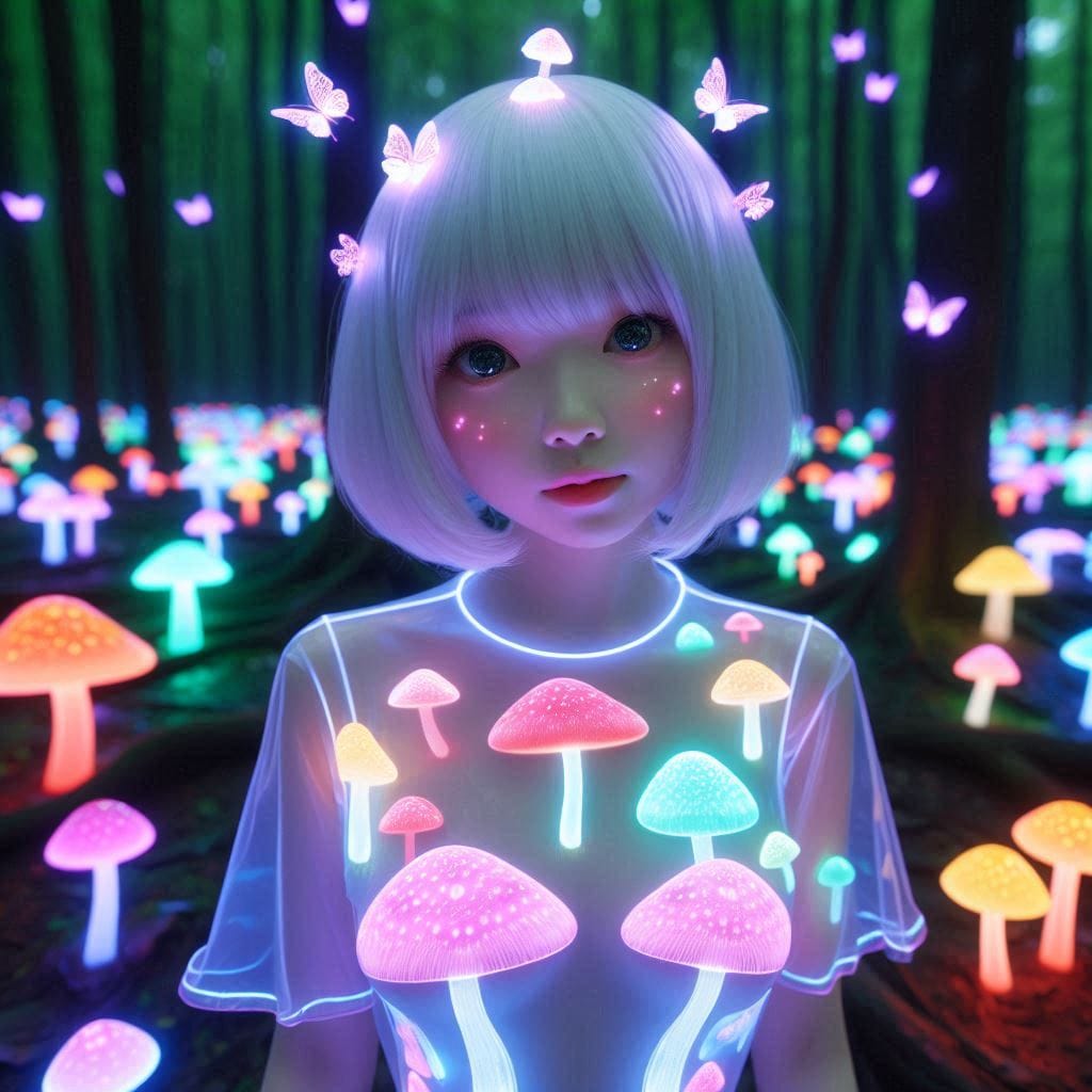 Glowing mushrooms are cute