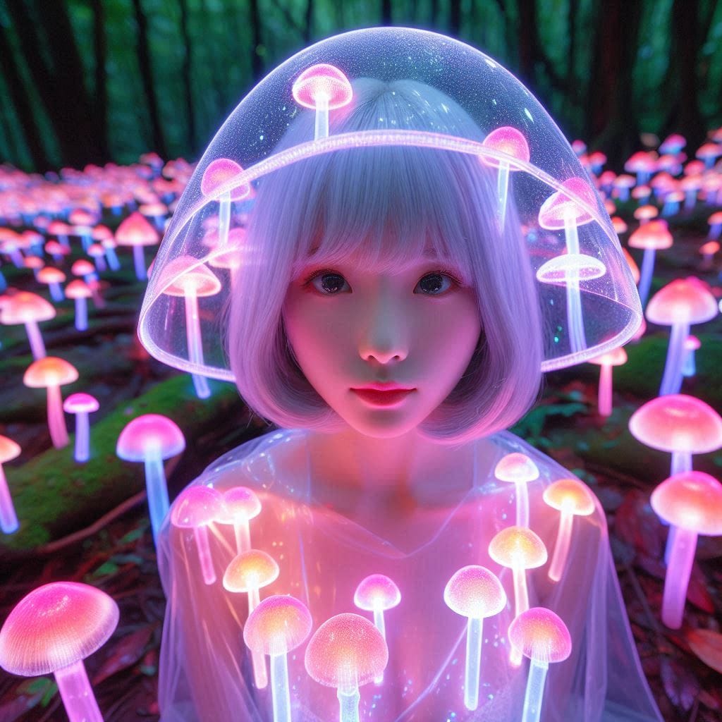 Glowing mushrooms are cute