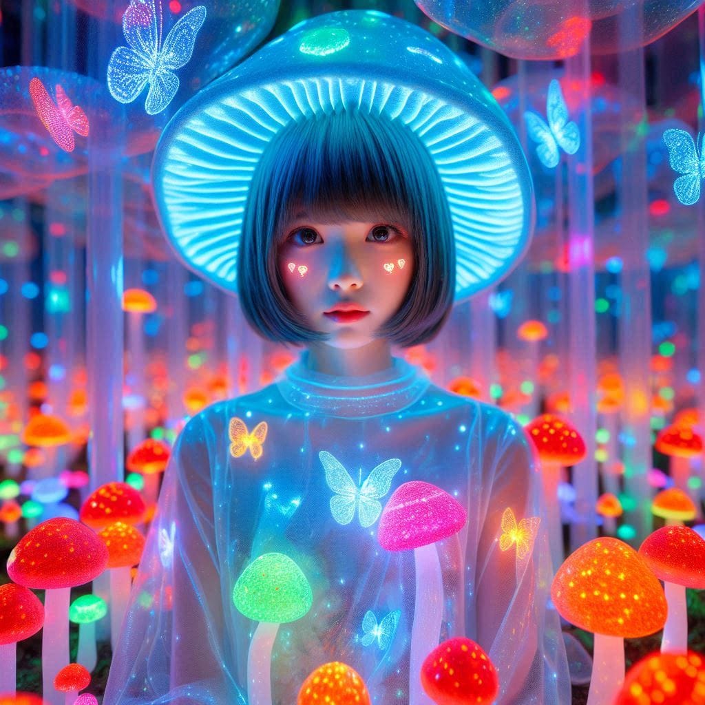 Glowing mushrooms are cute