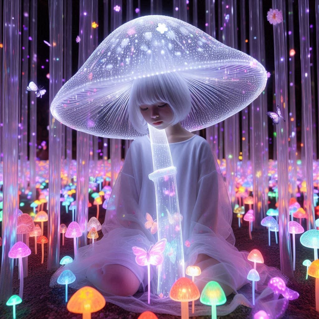 Glowing mushrooms are cute