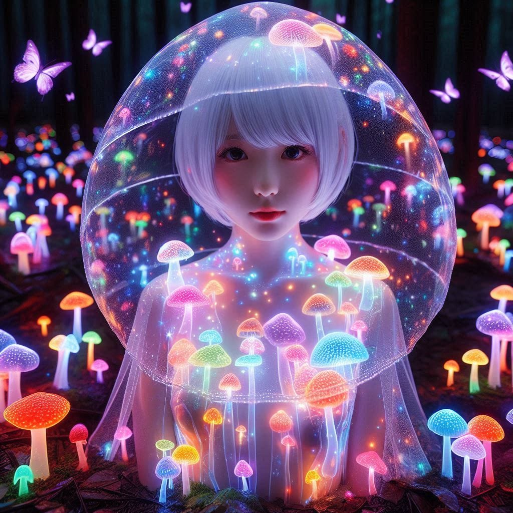 Glowing mushrooms are cute