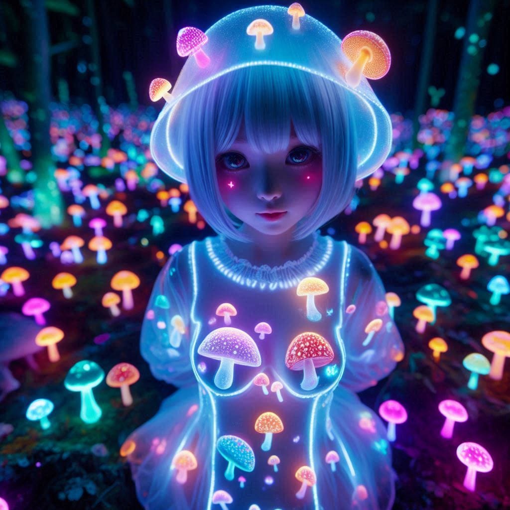 Glowing mushrooms are cute
