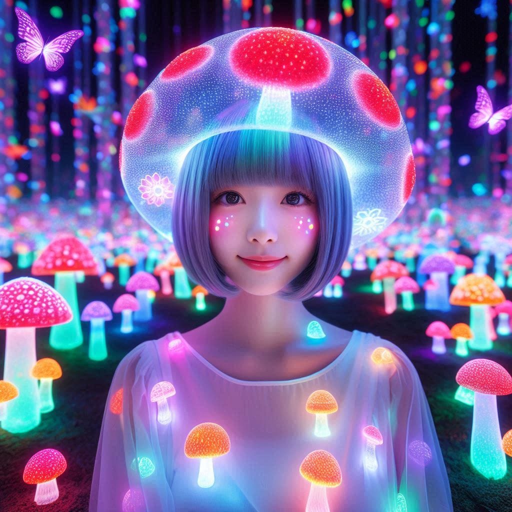 Glowing mushrooms are cute