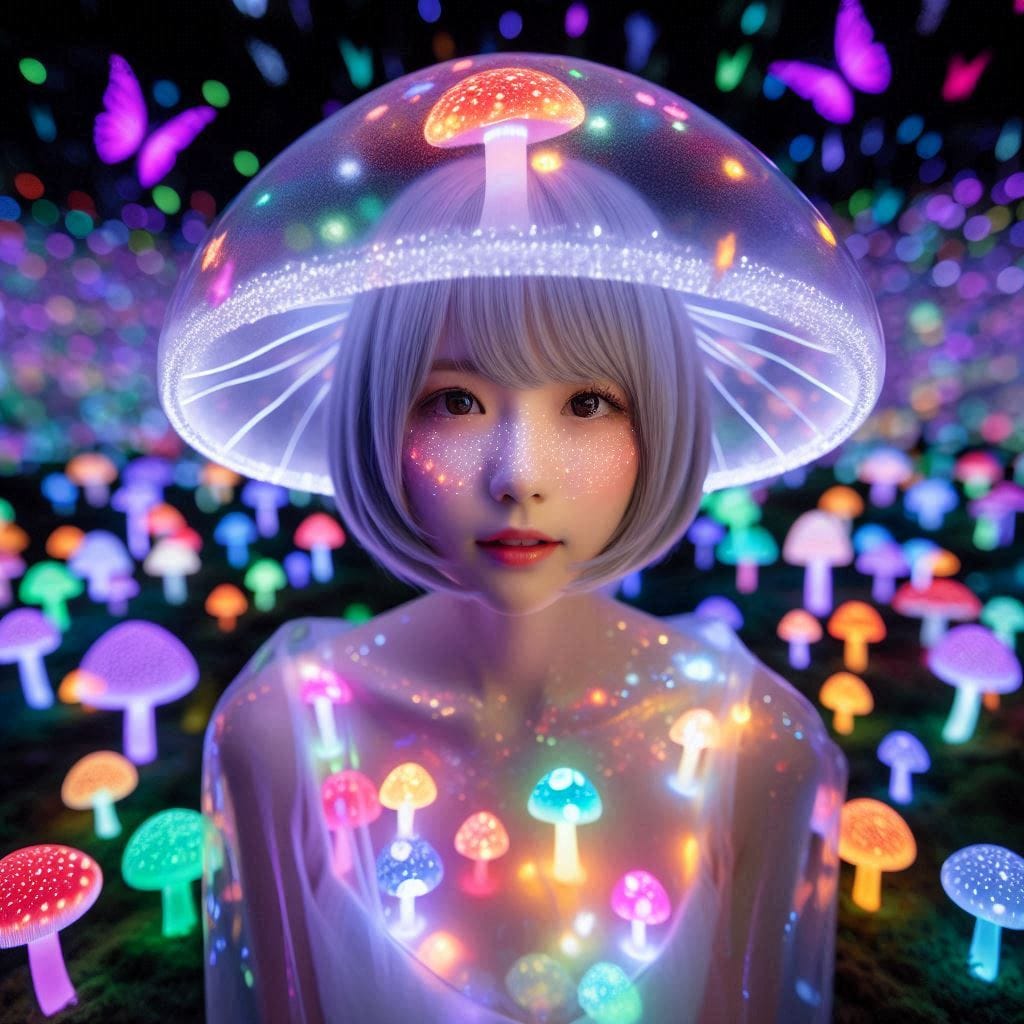 Glowing mushrooms are cute