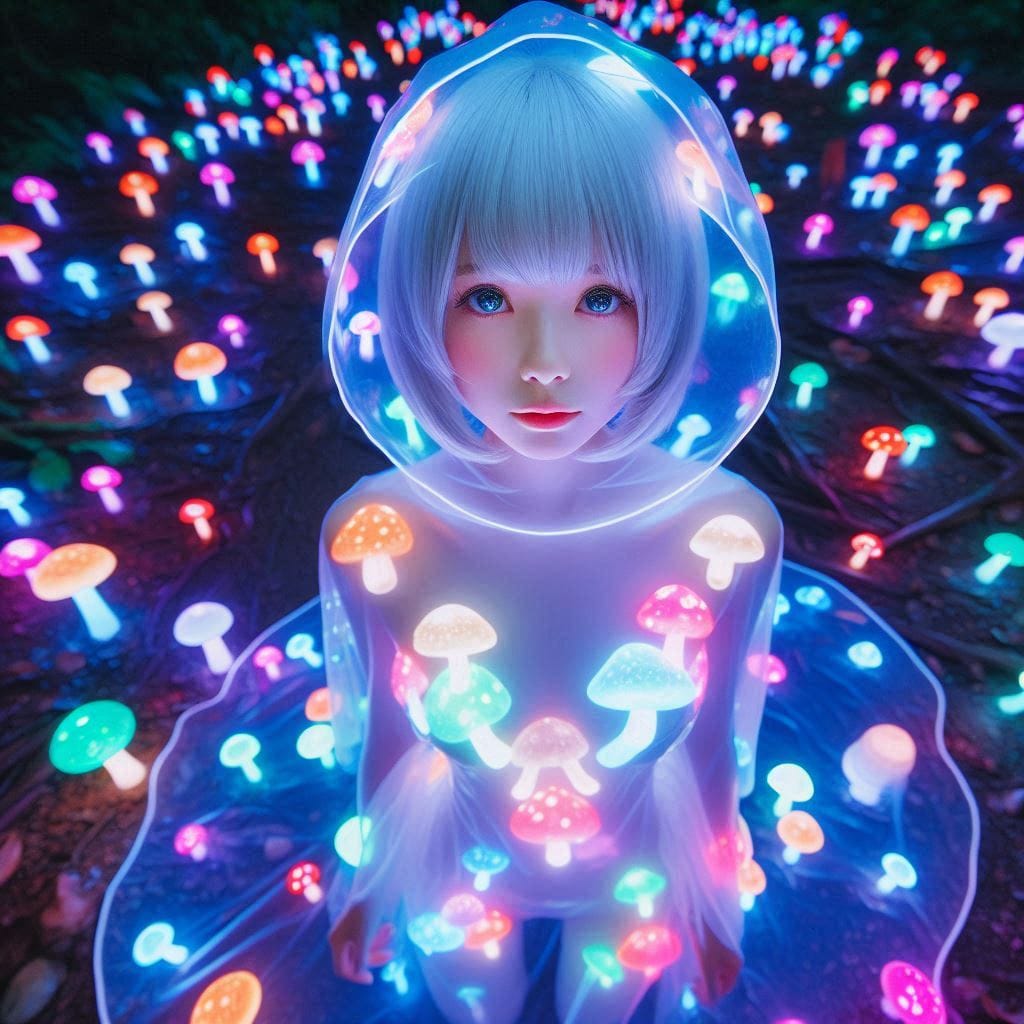 Glowing mushrooms are cute