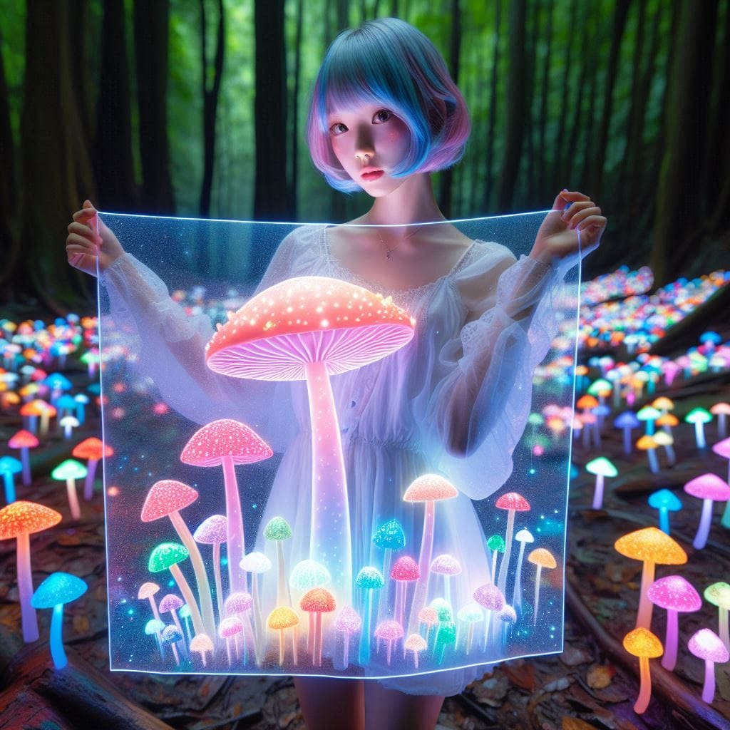 Glowing mushrooms are cute