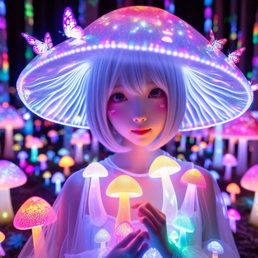 Glowing mushrooms are cute