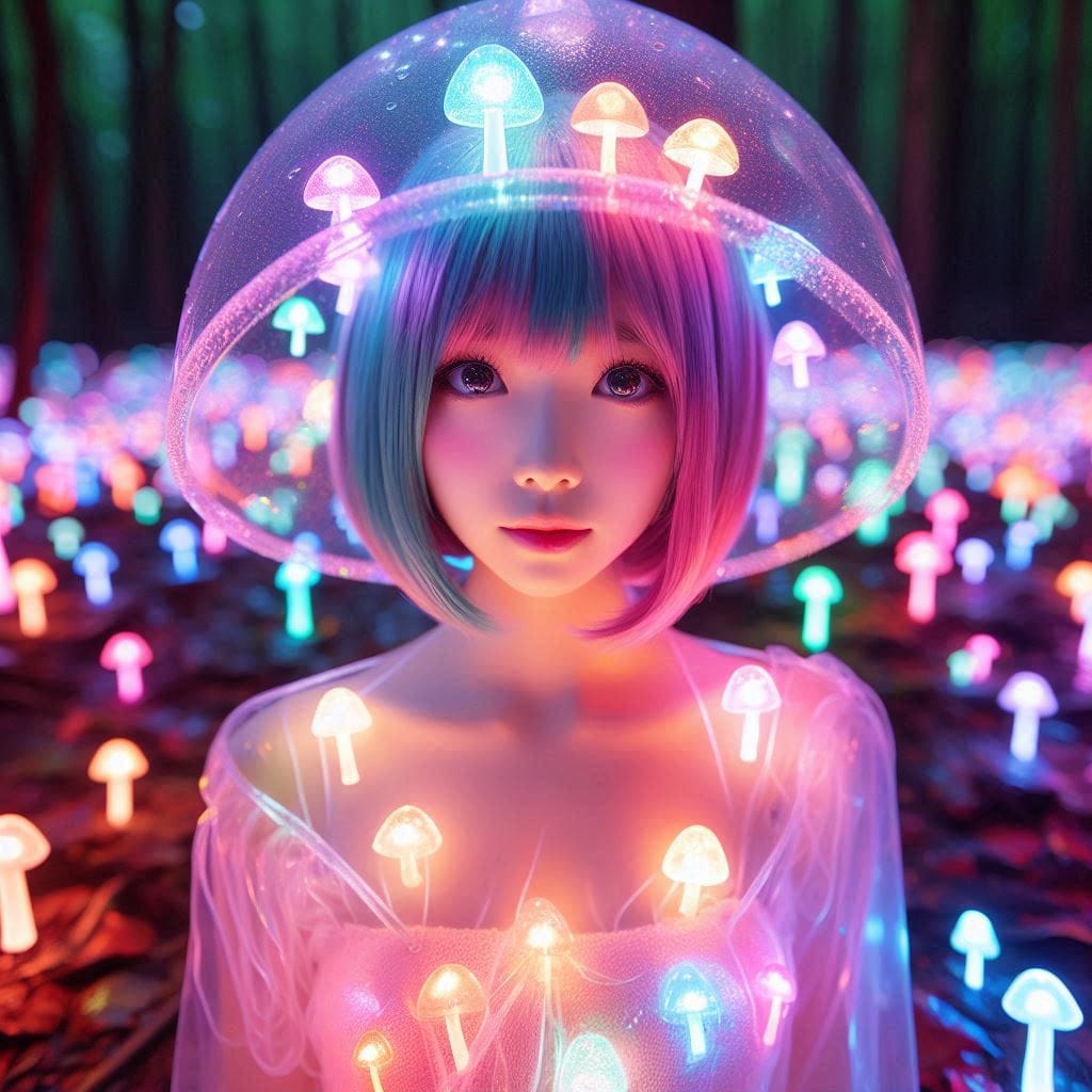 Glowing mushrooms are cute