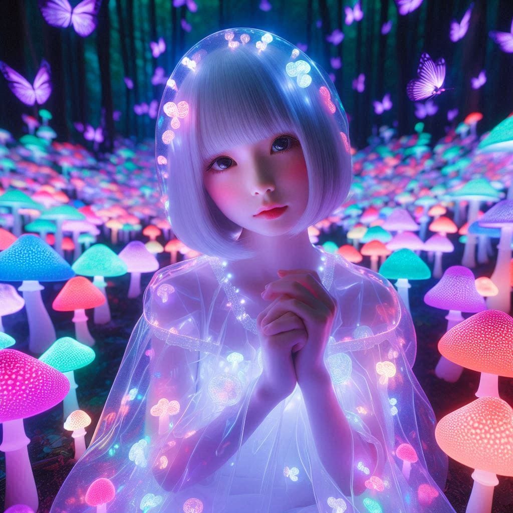 Glowing mushrooms are cute