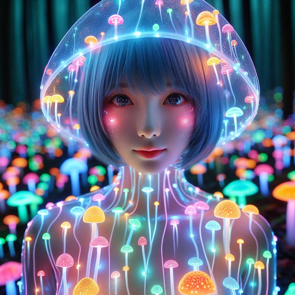 Glowing mushrooms are cute