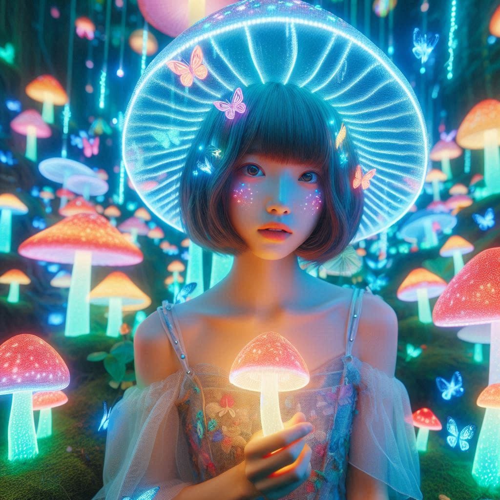 Glowing mushrooms are cute
