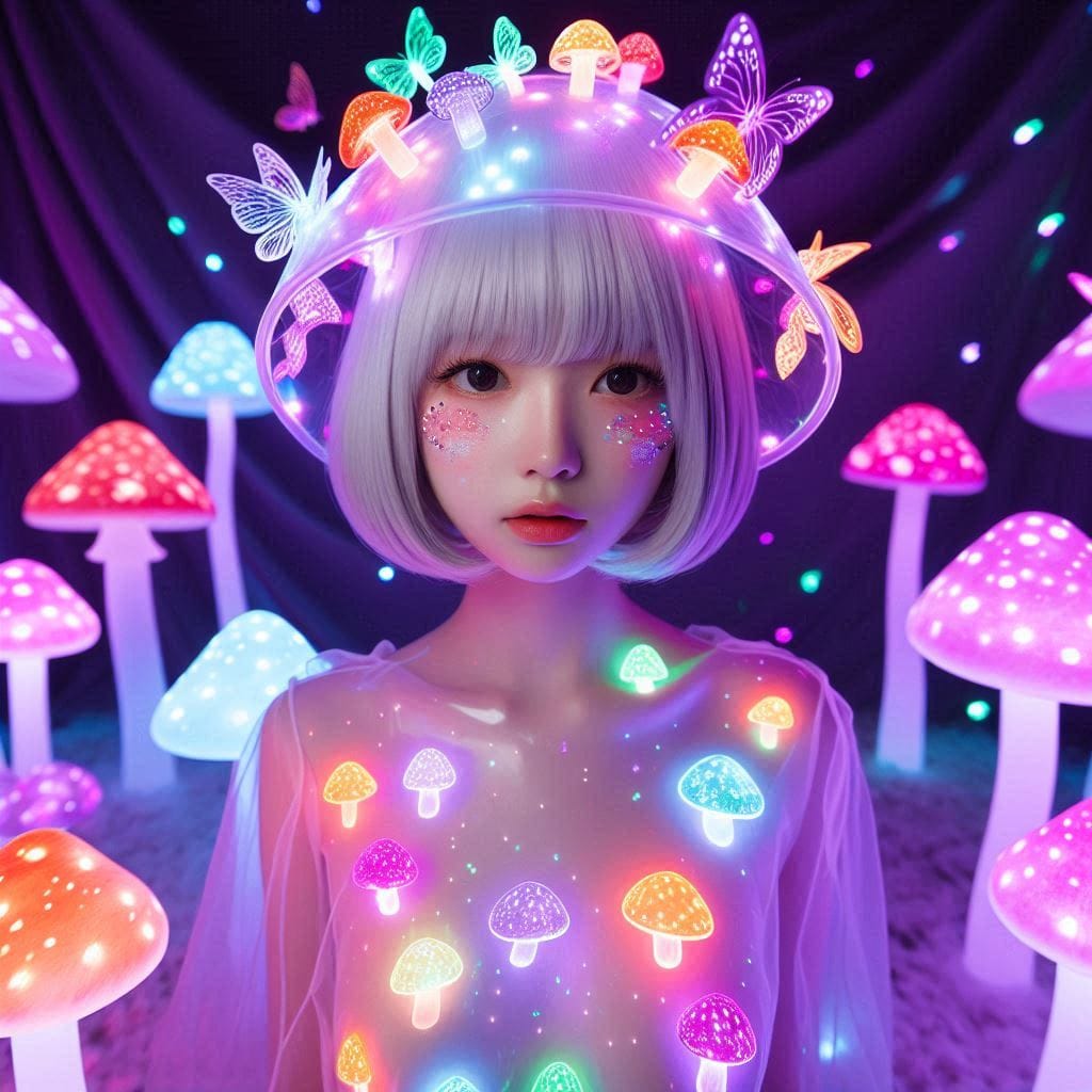 Glowing mushrooms are cute