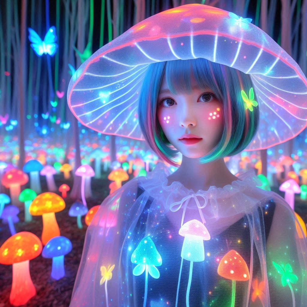 Glowing mushrooms are cute