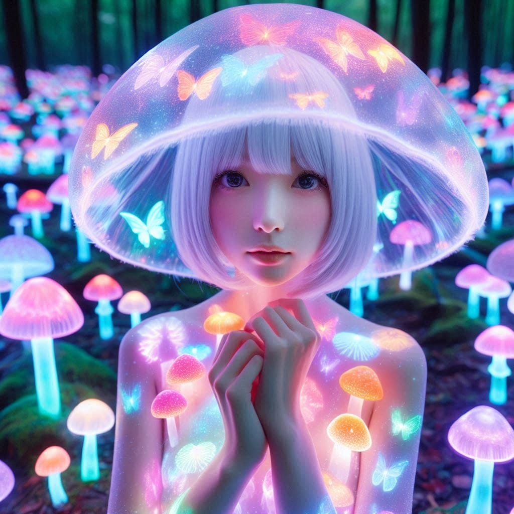 Glowing mushrooms are cute