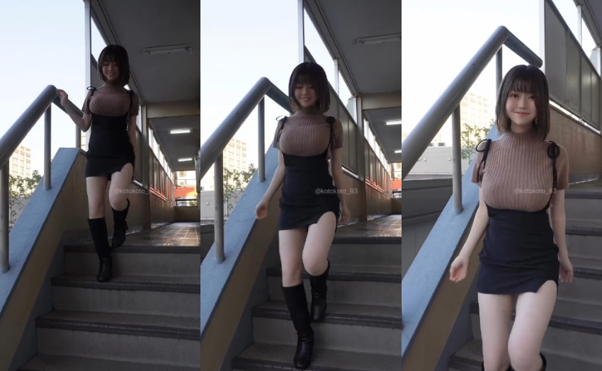 太震了！巨乳小隻馬護理師3秒下樓梯短影片讓人無限次重播