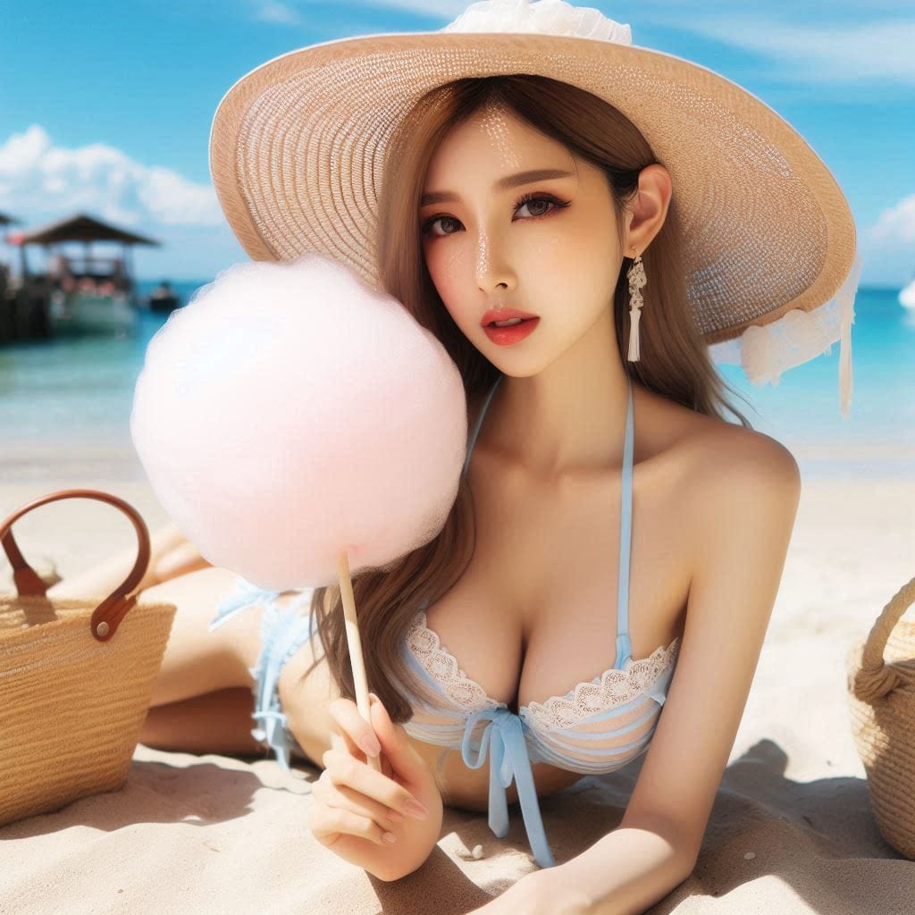 Sister sunbathing by the sea