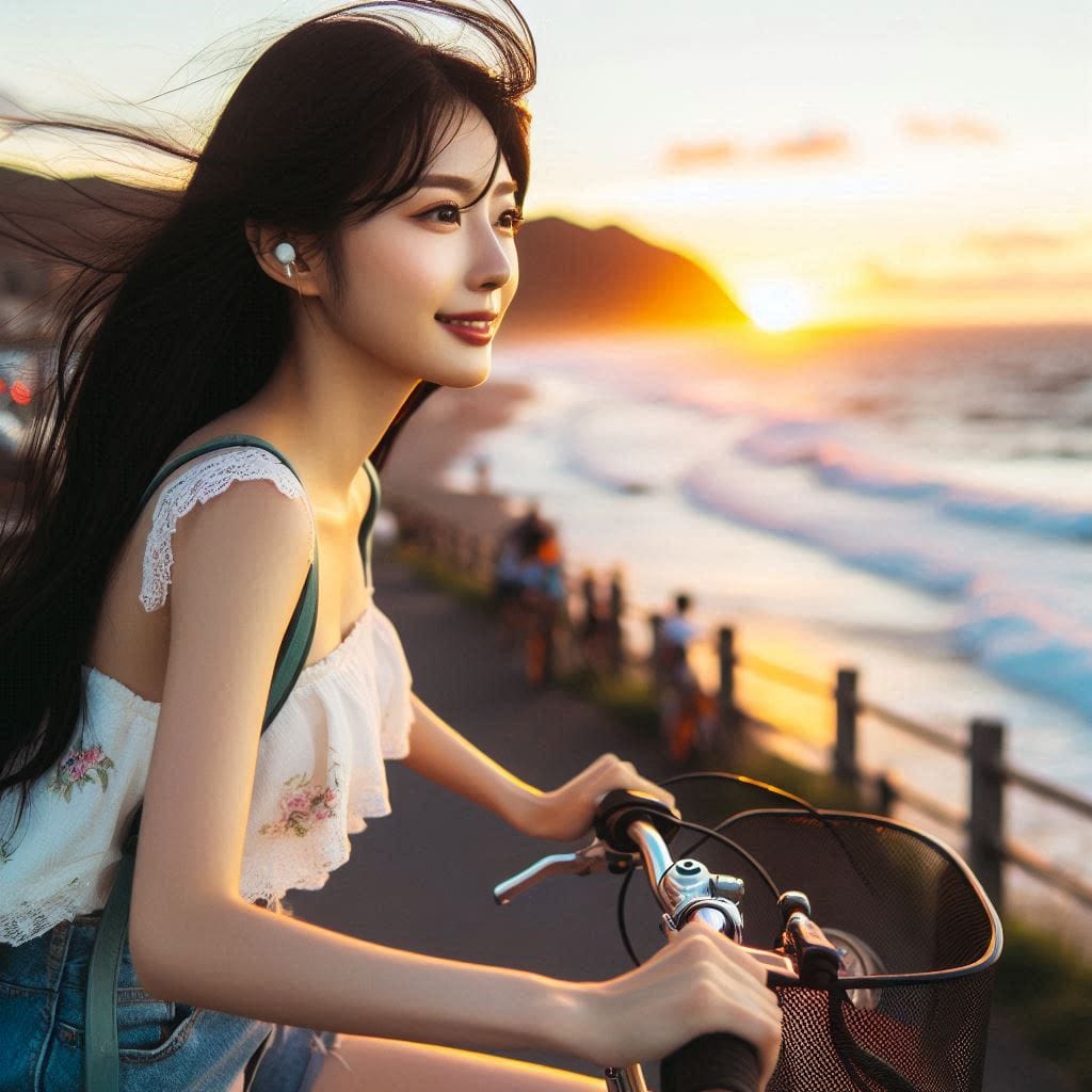 Girl riding a bike