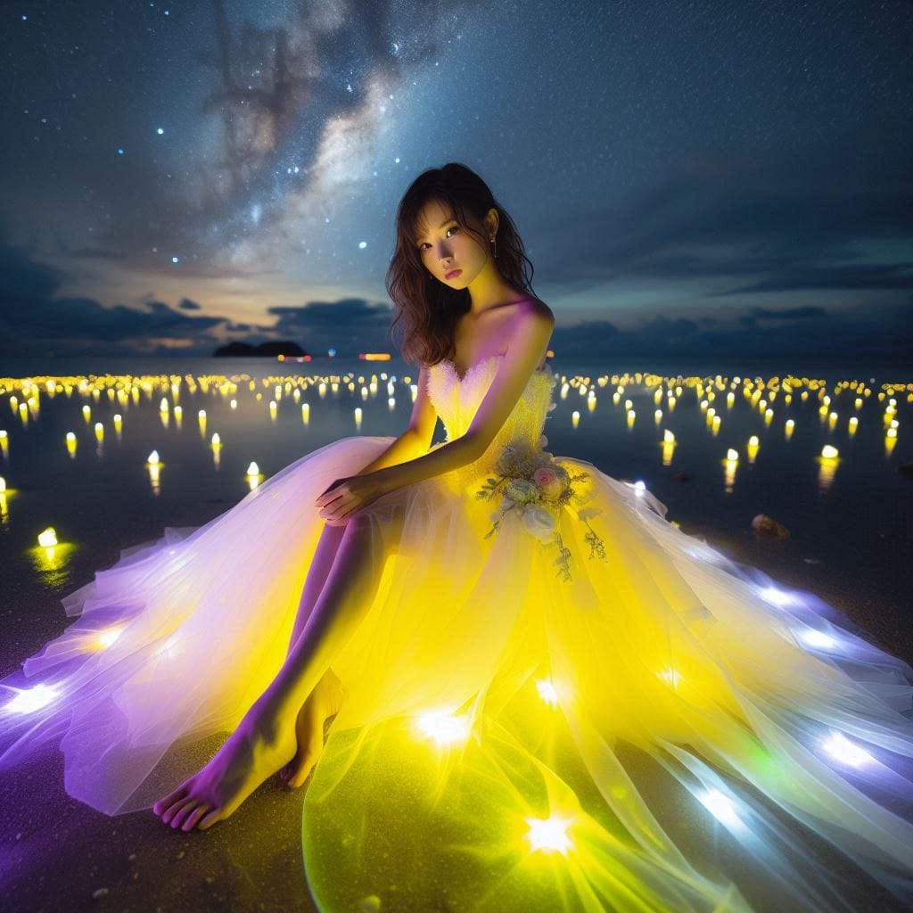 The girl who patted the wedding dress