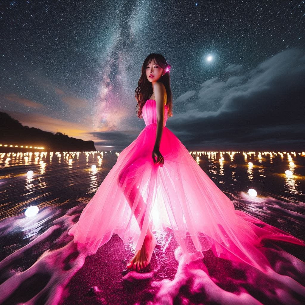 The girl who patted the wedding dress