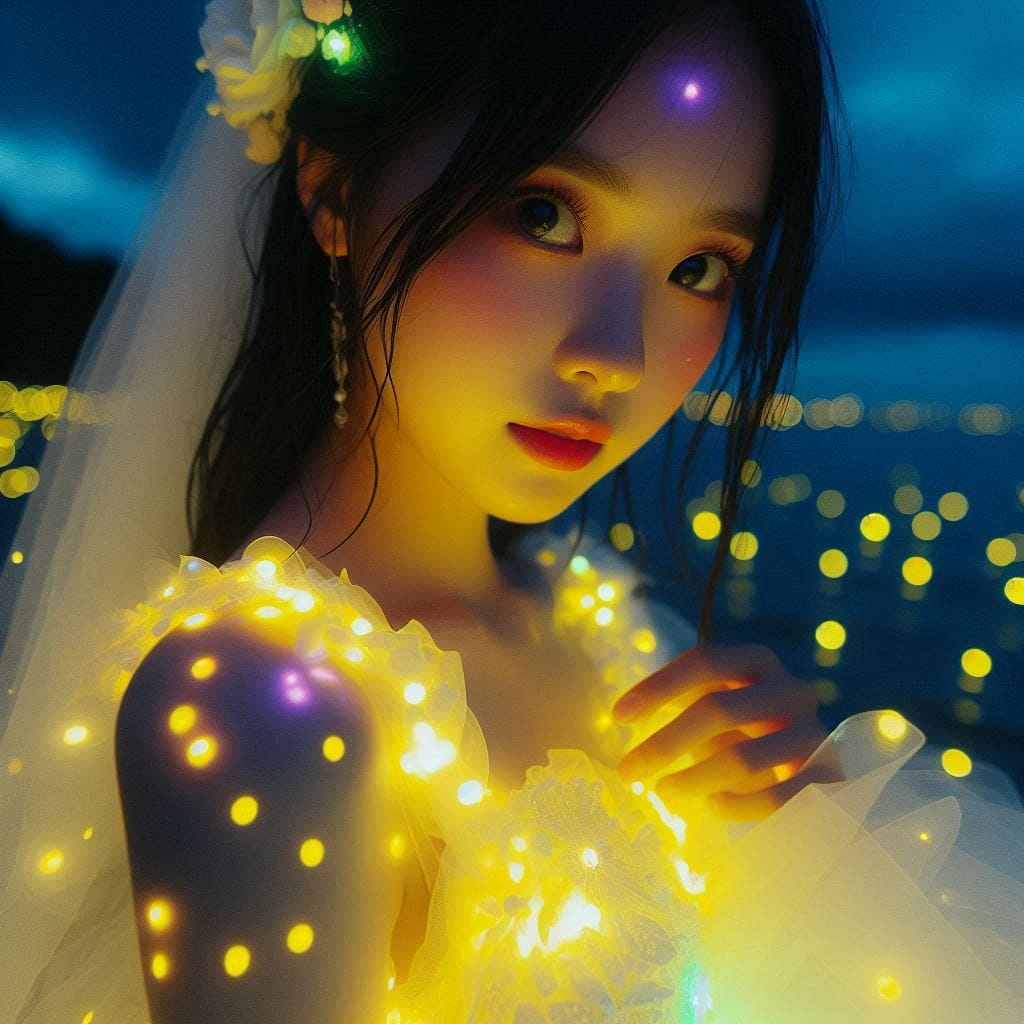 The girl who patted the wedding dress