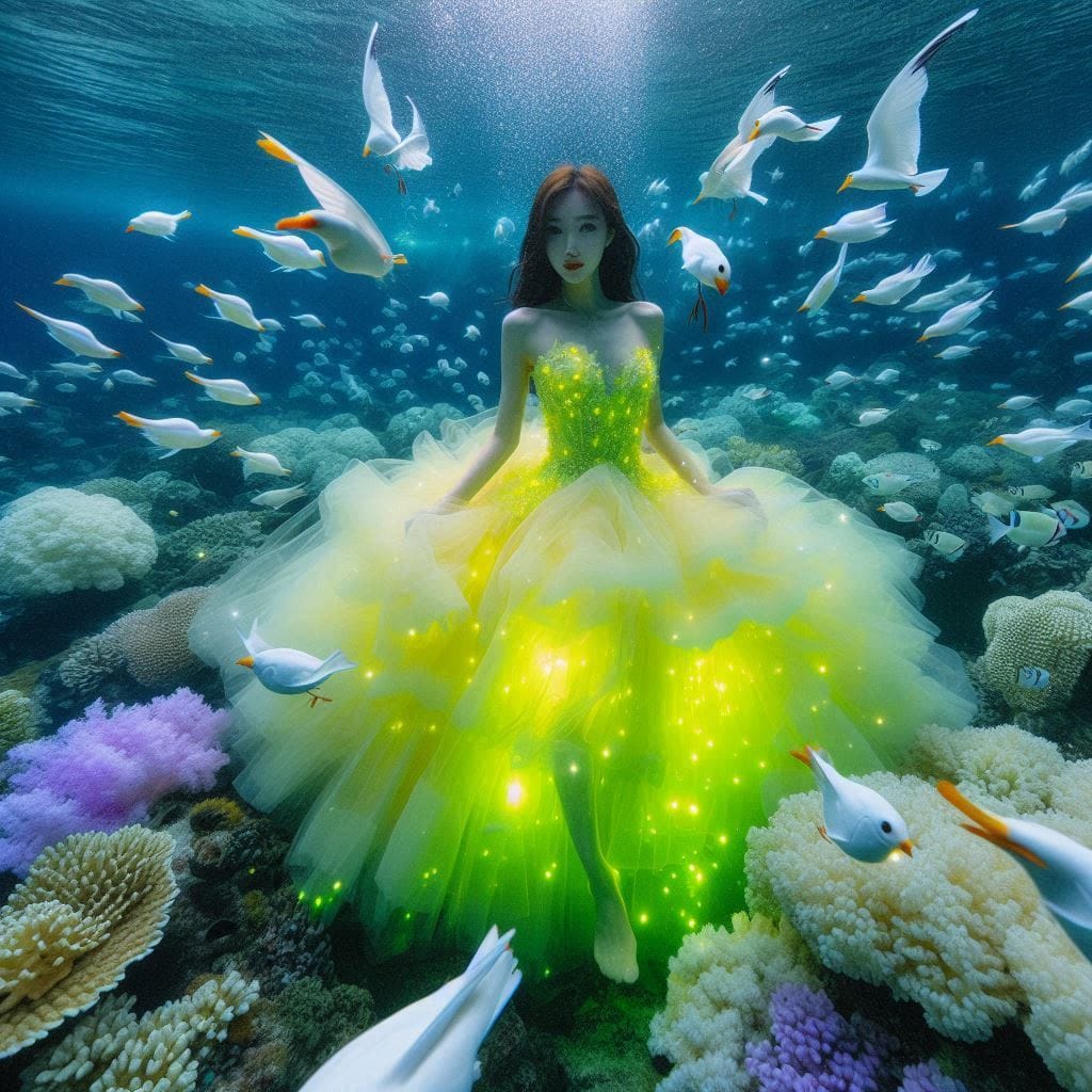 The girl who patted the wedding dress