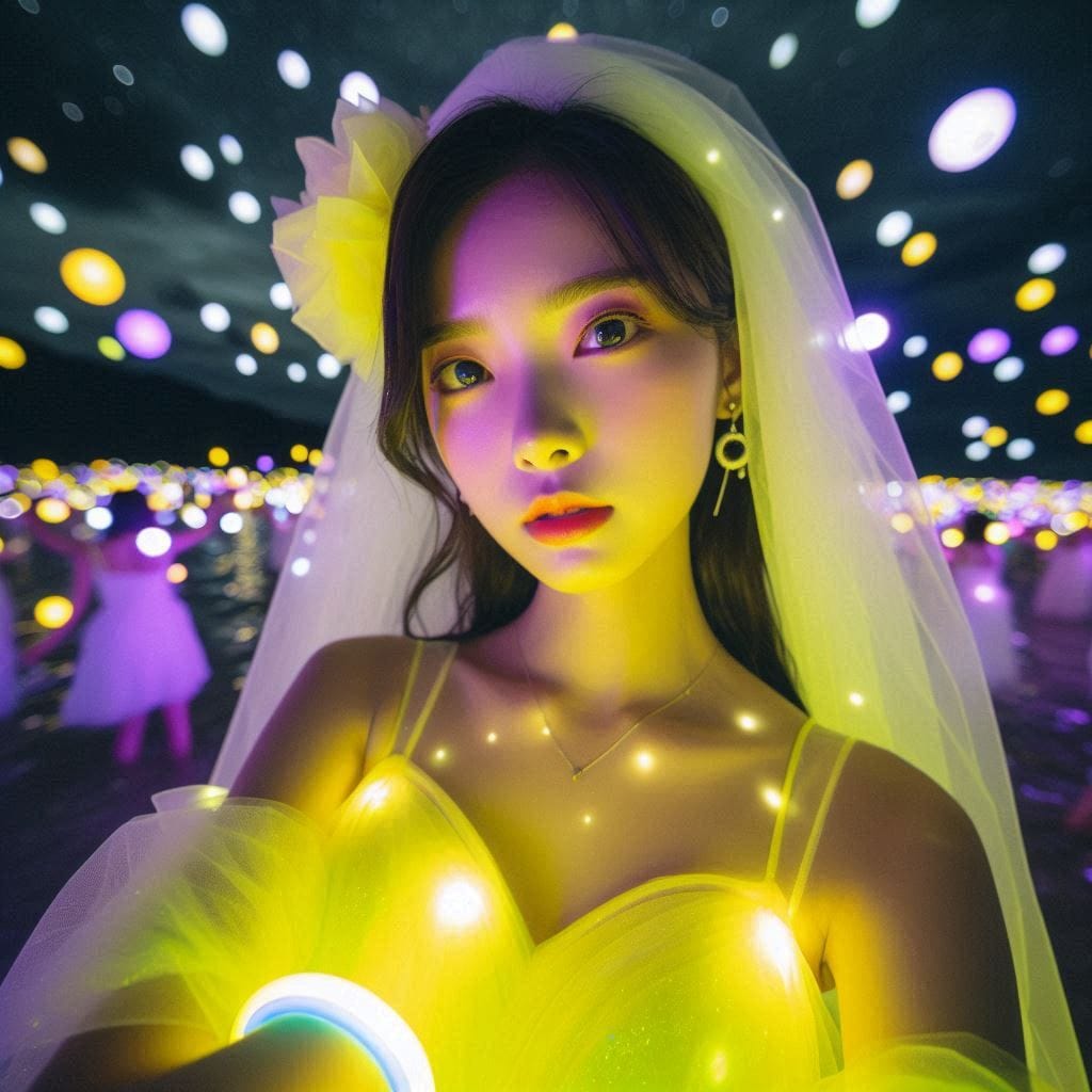 The girl who patted the wedding dress