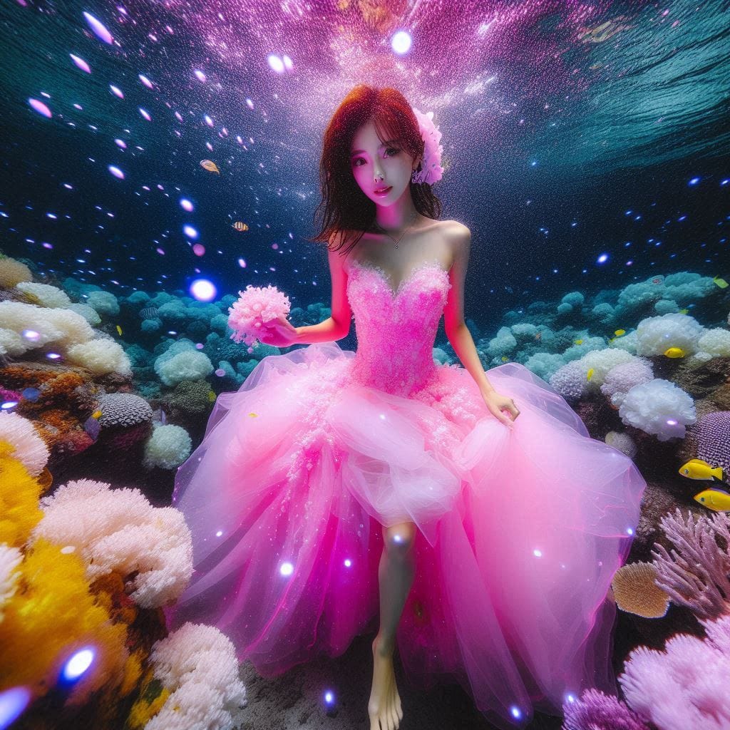 The girl who patted the wedding dress