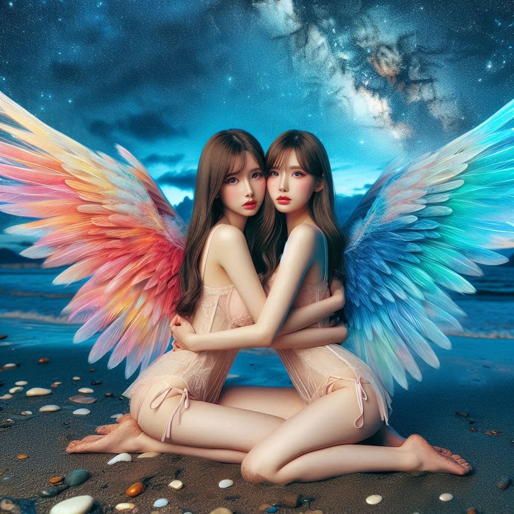 Watching the night scene meet the angel sister flower