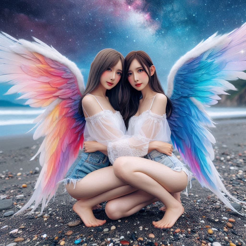 Watching the night scene meet the angel sister flower