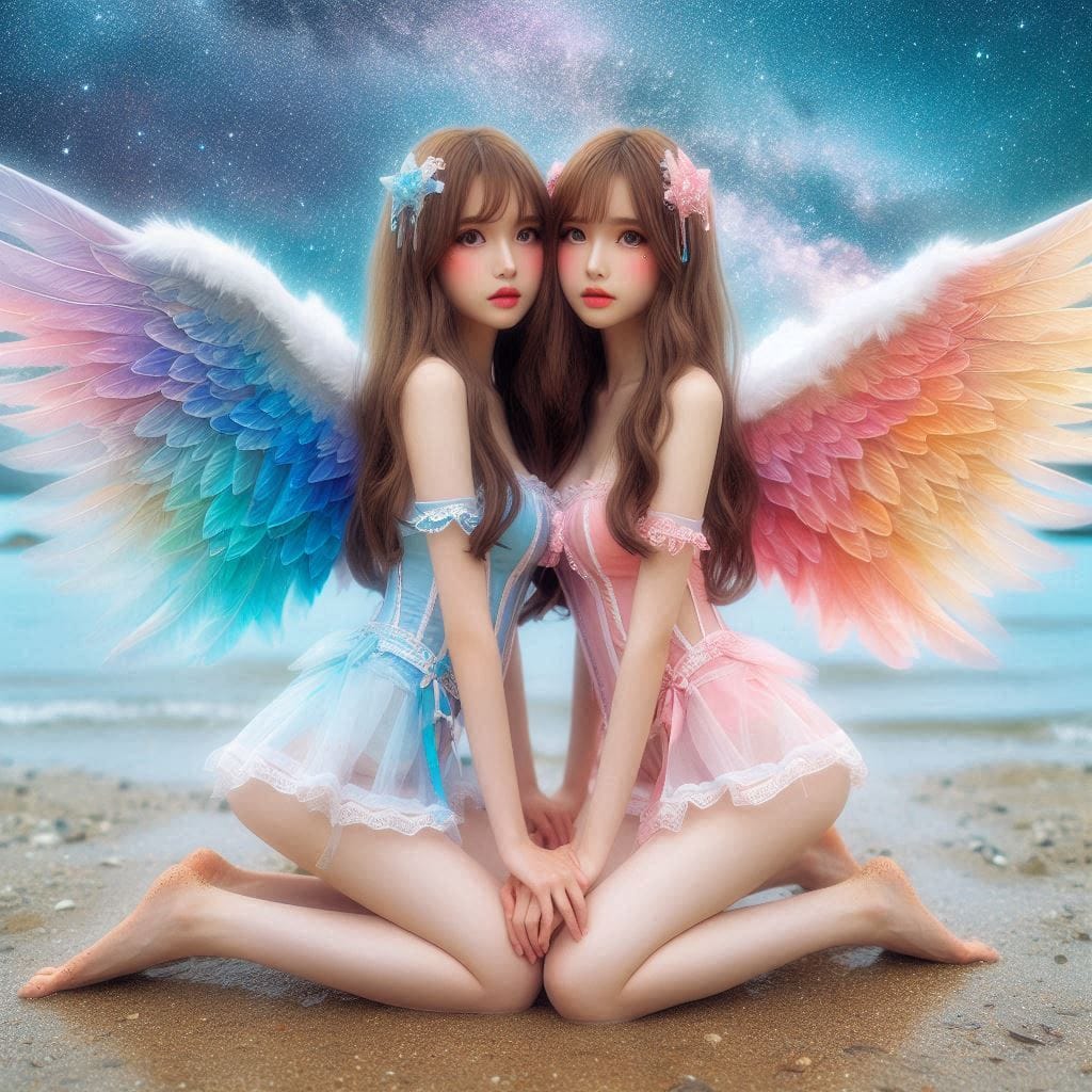 Watching the night scene meet the angel sister flower