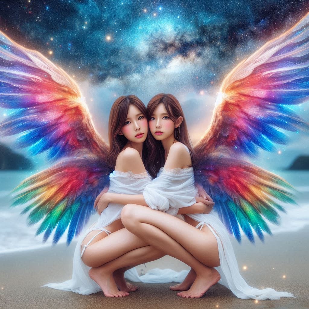 Watching the night scene meet the angel sister flower