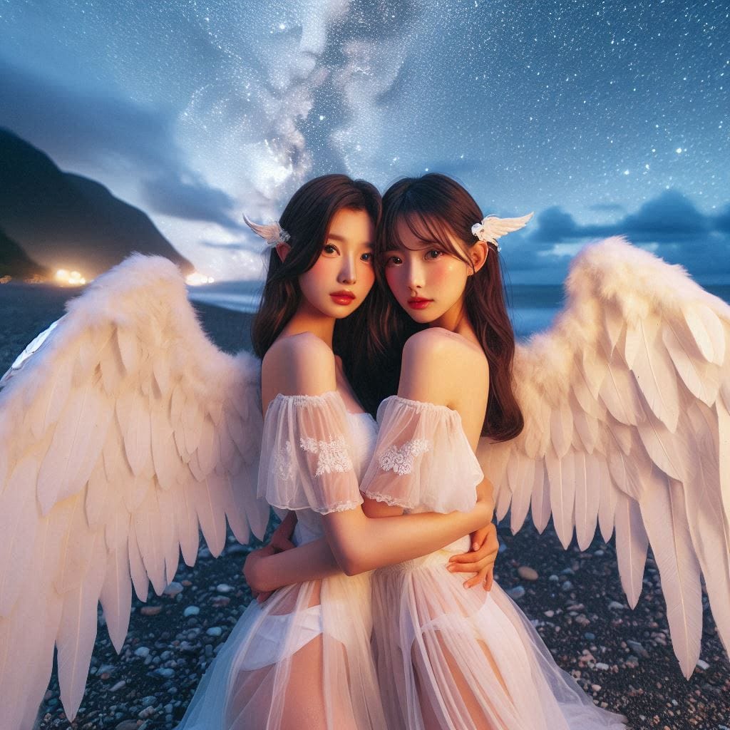 Watching the night scene meet the angel sister flower