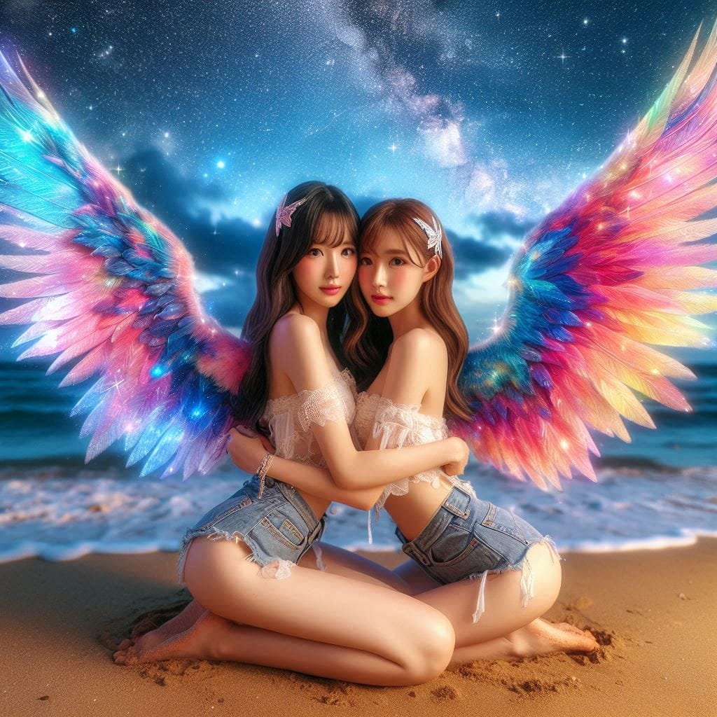 Watching the night scene meet the angel sister flower