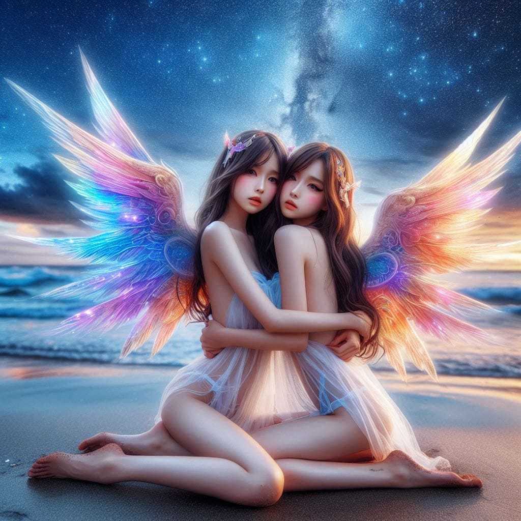 Watching the night scene meet the angel sister flower